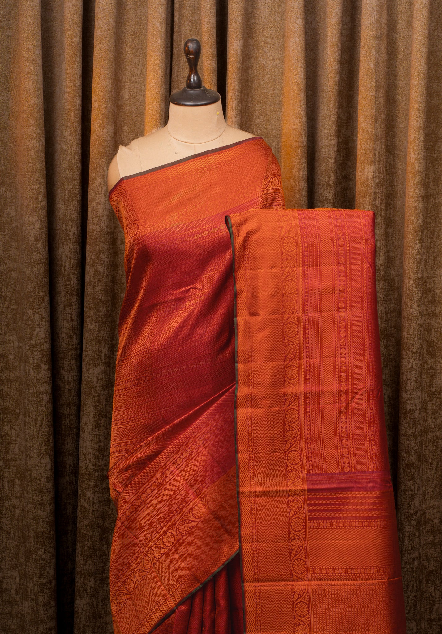Red thread brocade Pattu pettu pure kanchipuram silk saree