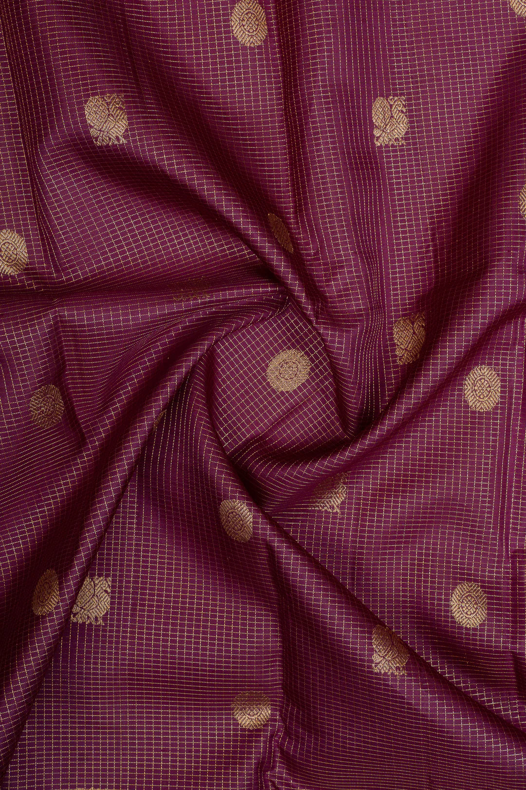 Sangria purple Zari checks pure kanchipuram silk saree