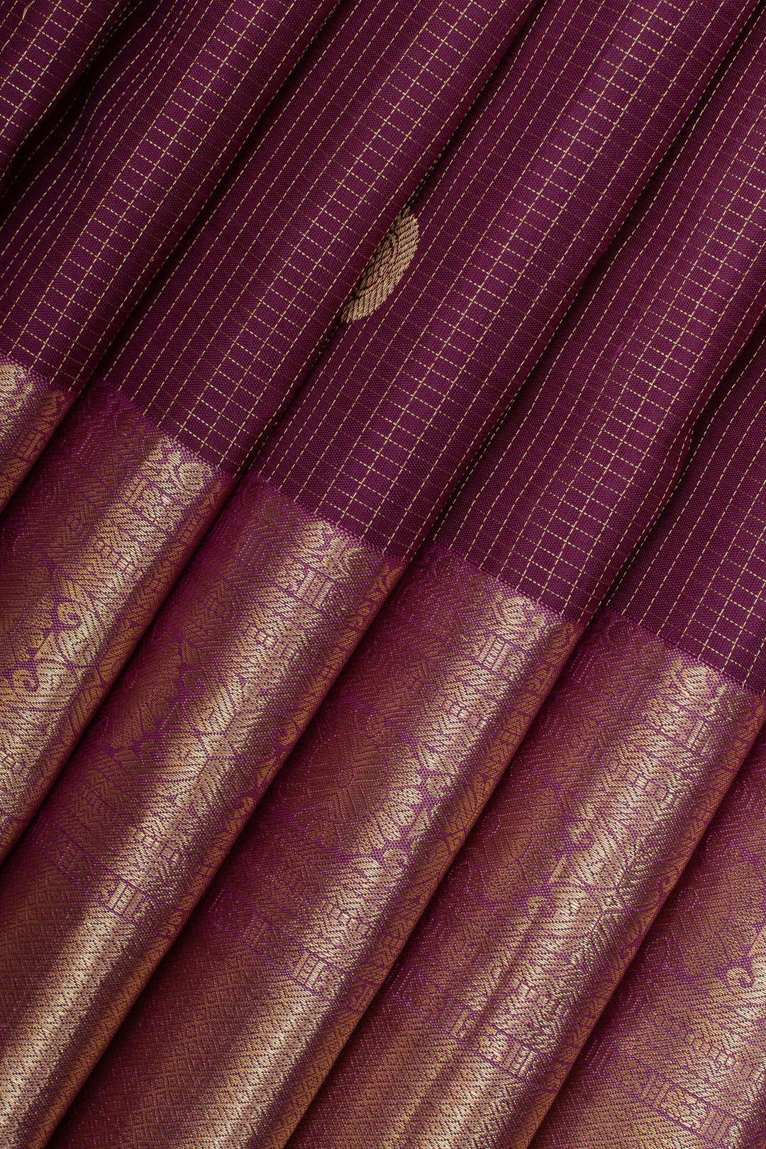 Sangria purple Zari checks pure kanchipuram silk saree