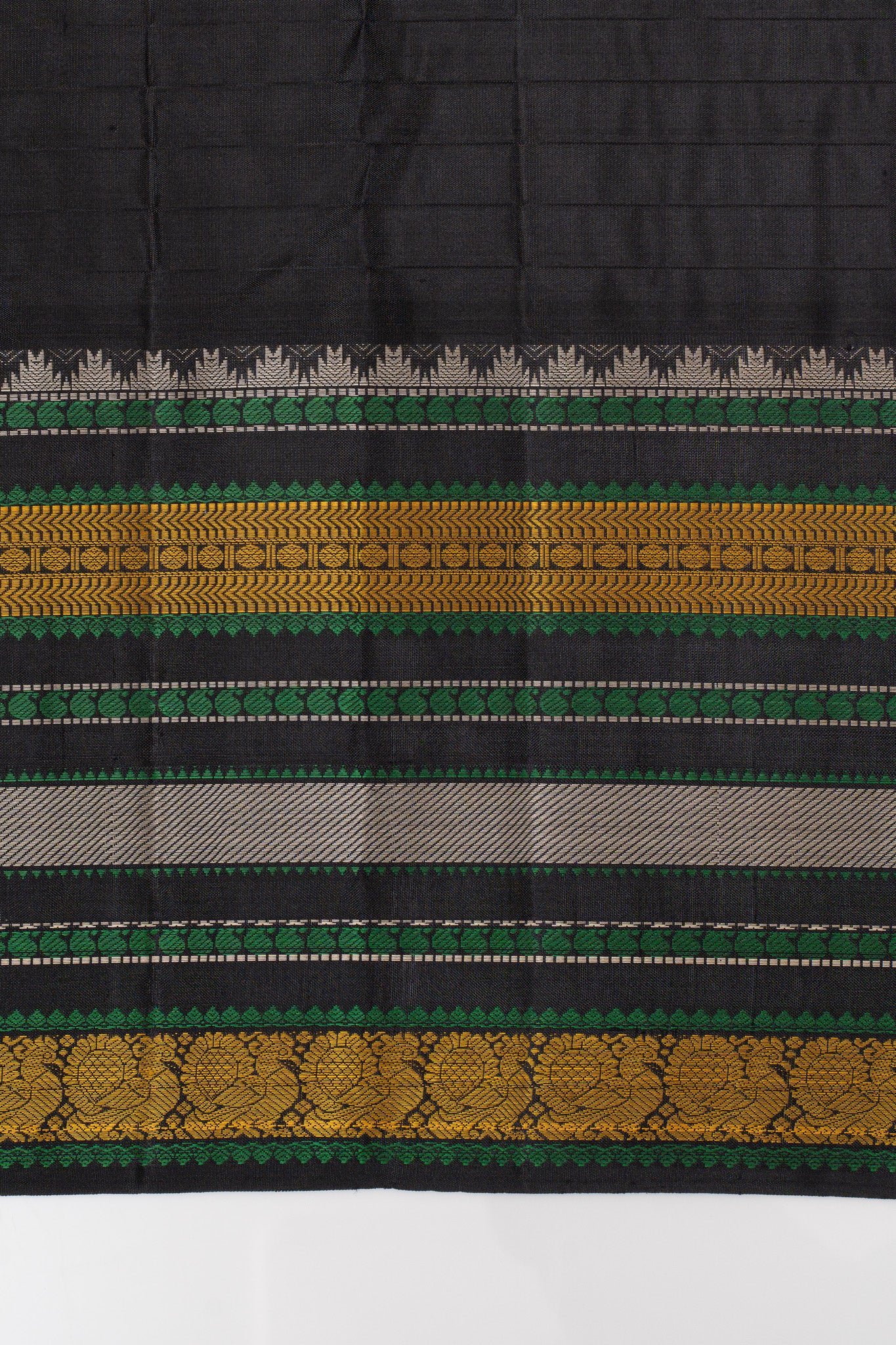 Lime green threadwork pure kanchipuram silk saree