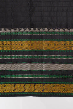 Lime green threadwork pure kanchipuram silk saree