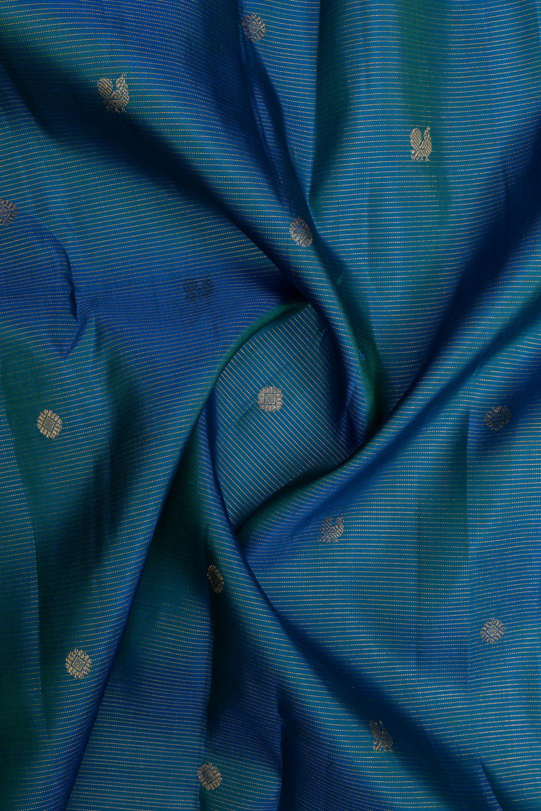 Peacock Blue Vairaoosi Pure Kanchipuram Silk Saree