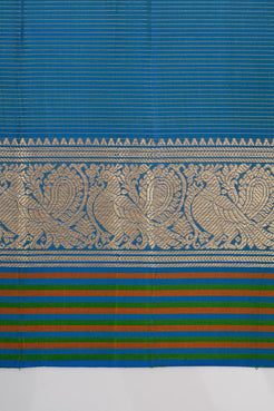 Peacock Blue Vairaoosi Pure Kanchipuram Silk Saree