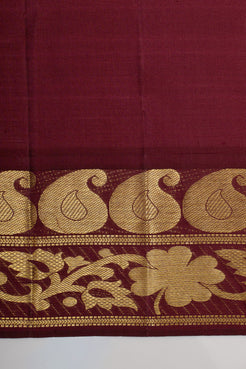 Sandal Beige and Maroon Traditional Pure Kanchipuram Silk Saree
