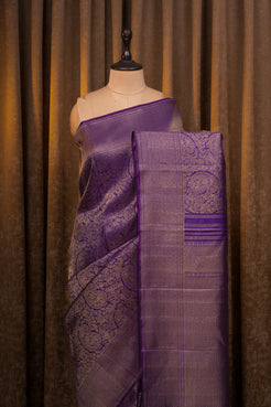 Purple brocade pure kanchipuram silk saree