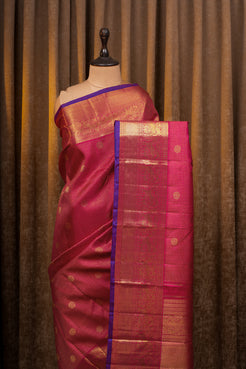 Pink Zari Checks Pure Kanchipuram Silk Saree