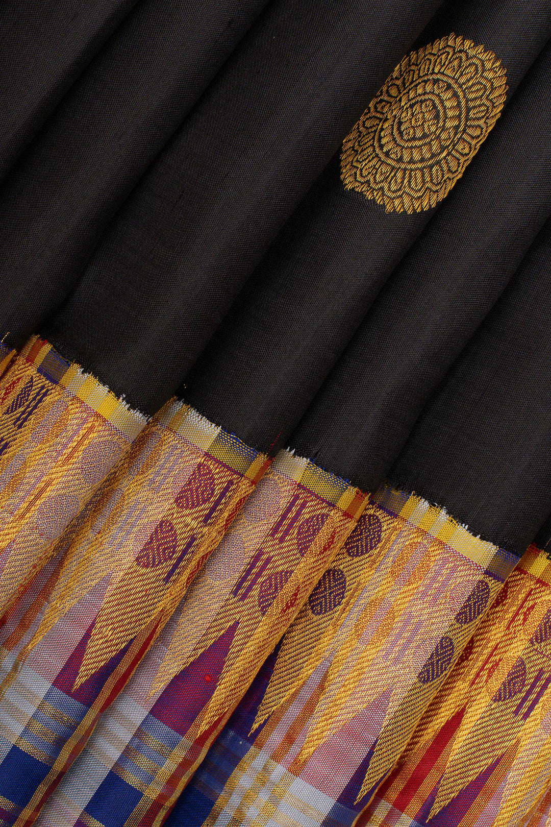 Black threadwork pure kanchipuram silk saree