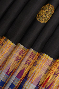 Black threadwork pure kanchipuram silk saree