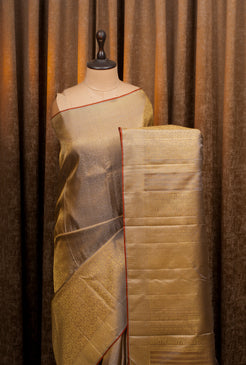 Champagne Gold Brocade Pure Kanchipuram Silk Saree