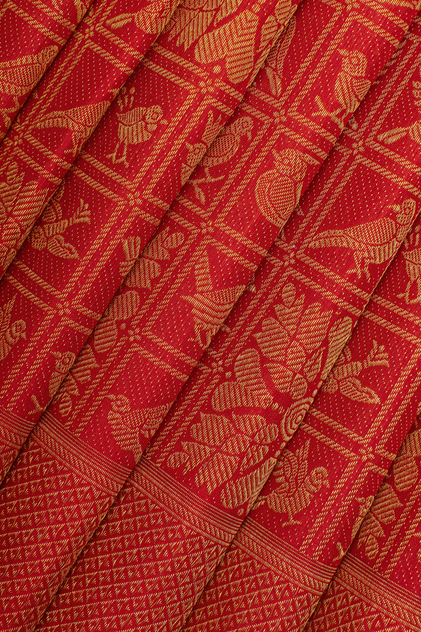 Lakshmi red pakshi jaalam brocade pure  kanchipuram silk saree