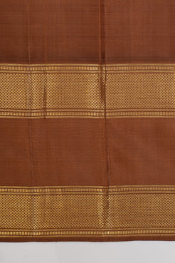 Yellow and brown Jamdani checks  pure kanchipuram silk saree