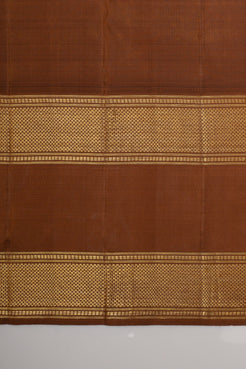 Vintage pink and khaki Jamdani checks pure kanchipuram silk saree