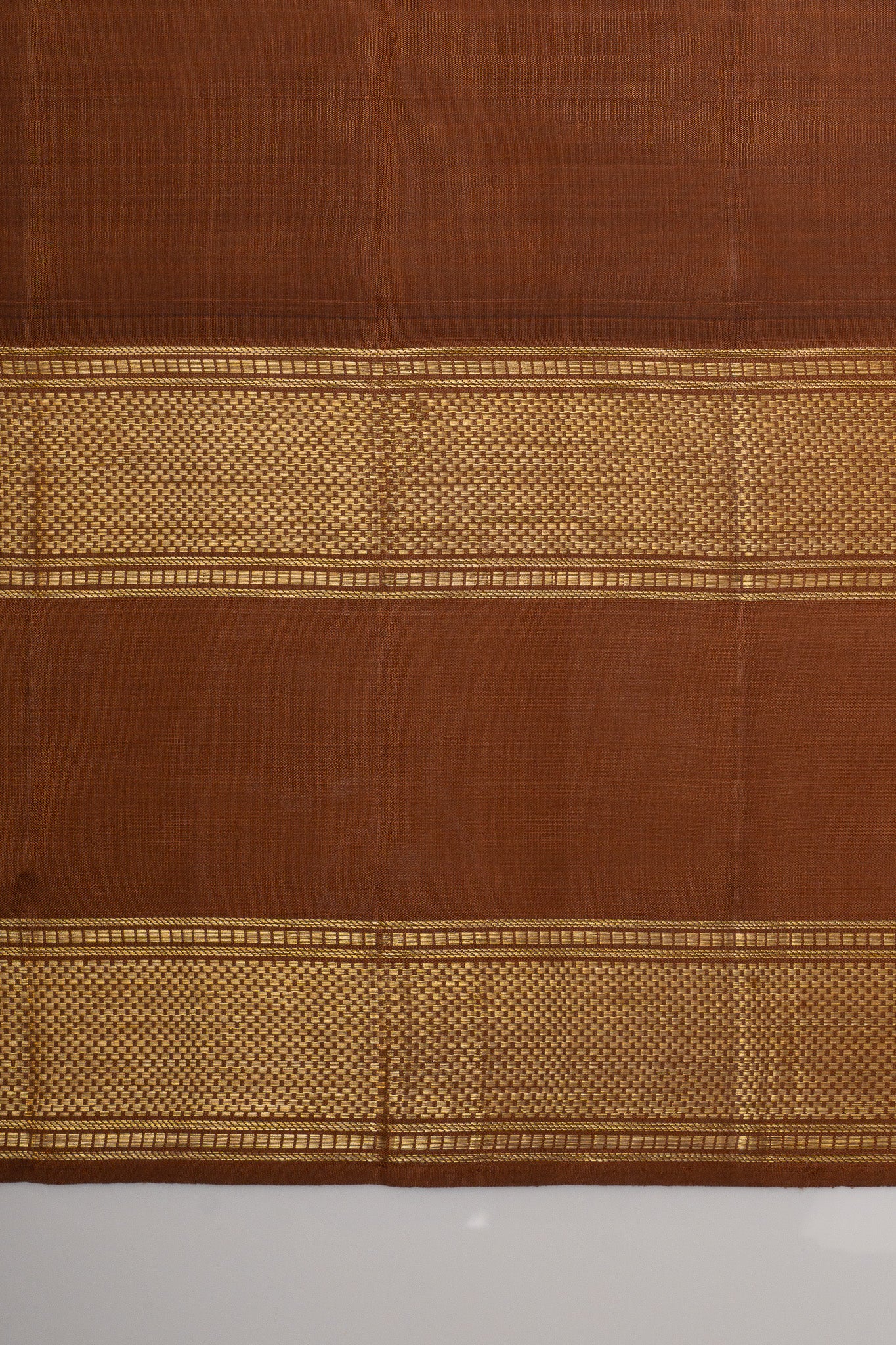 Vintage pink and khaki Jamdani checks pure kanchipuram silk saree