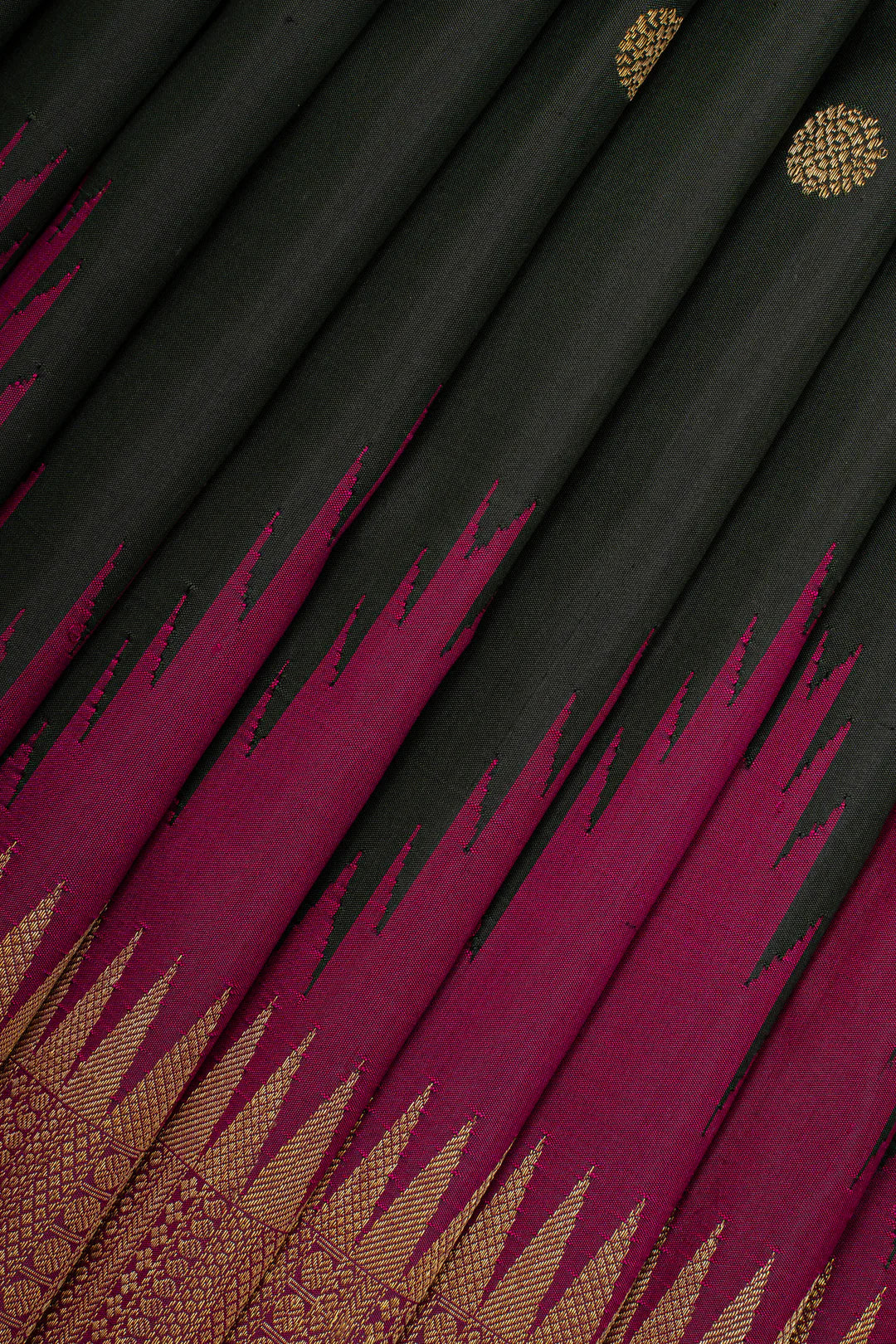 Bottle green temple border  pure kanchipuram silk saree