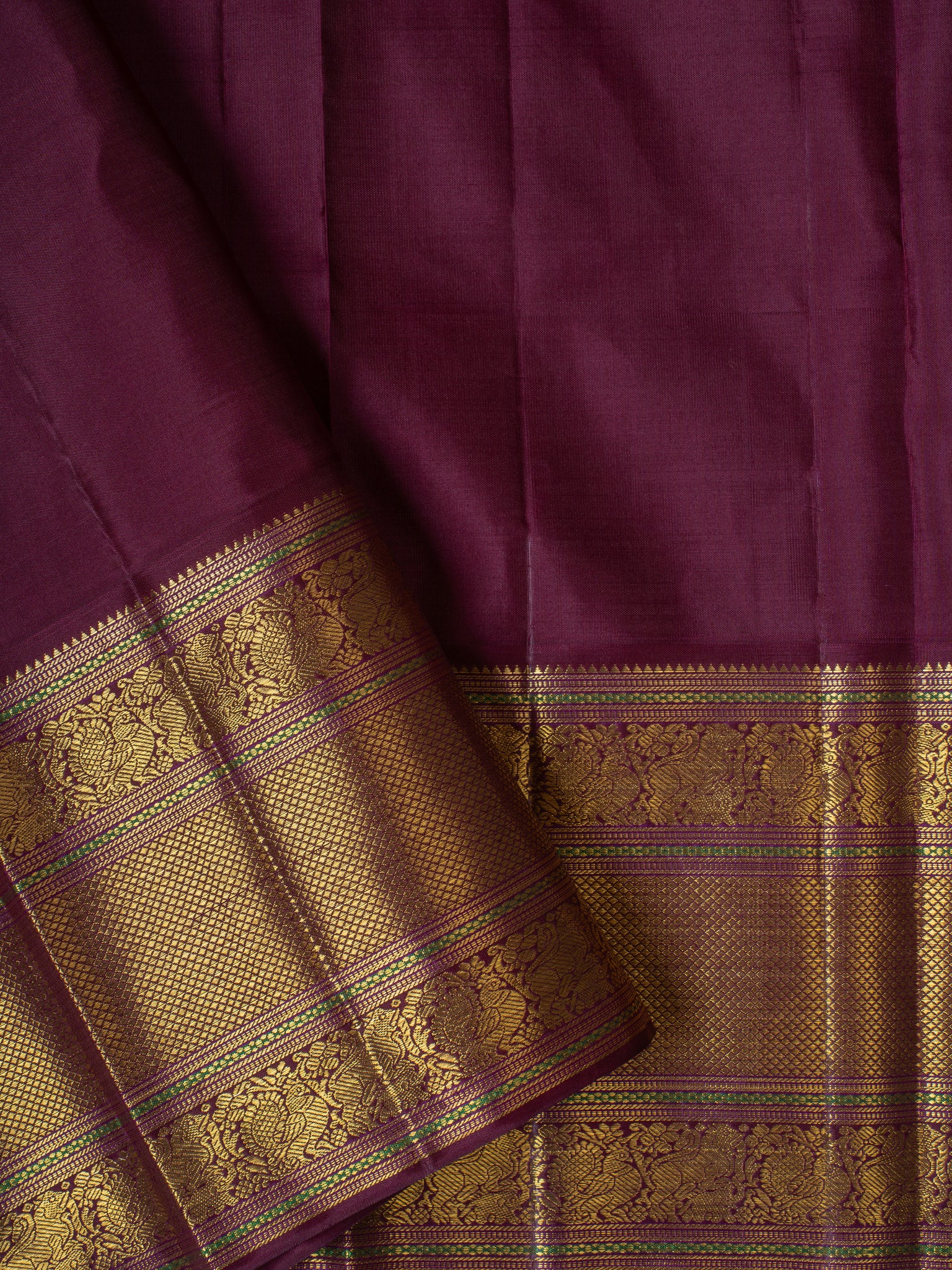 Rust orange and brown pure Kanchipuram silk saree
