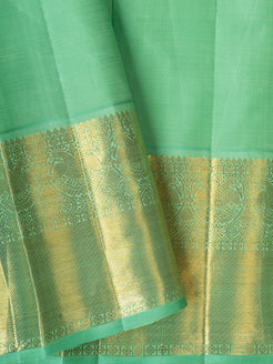 Peacock blue Zari checks pure Kanchipuram silk saree
