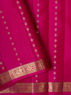 Peach pink peacock motifs pure Kanchipuram silk saree
