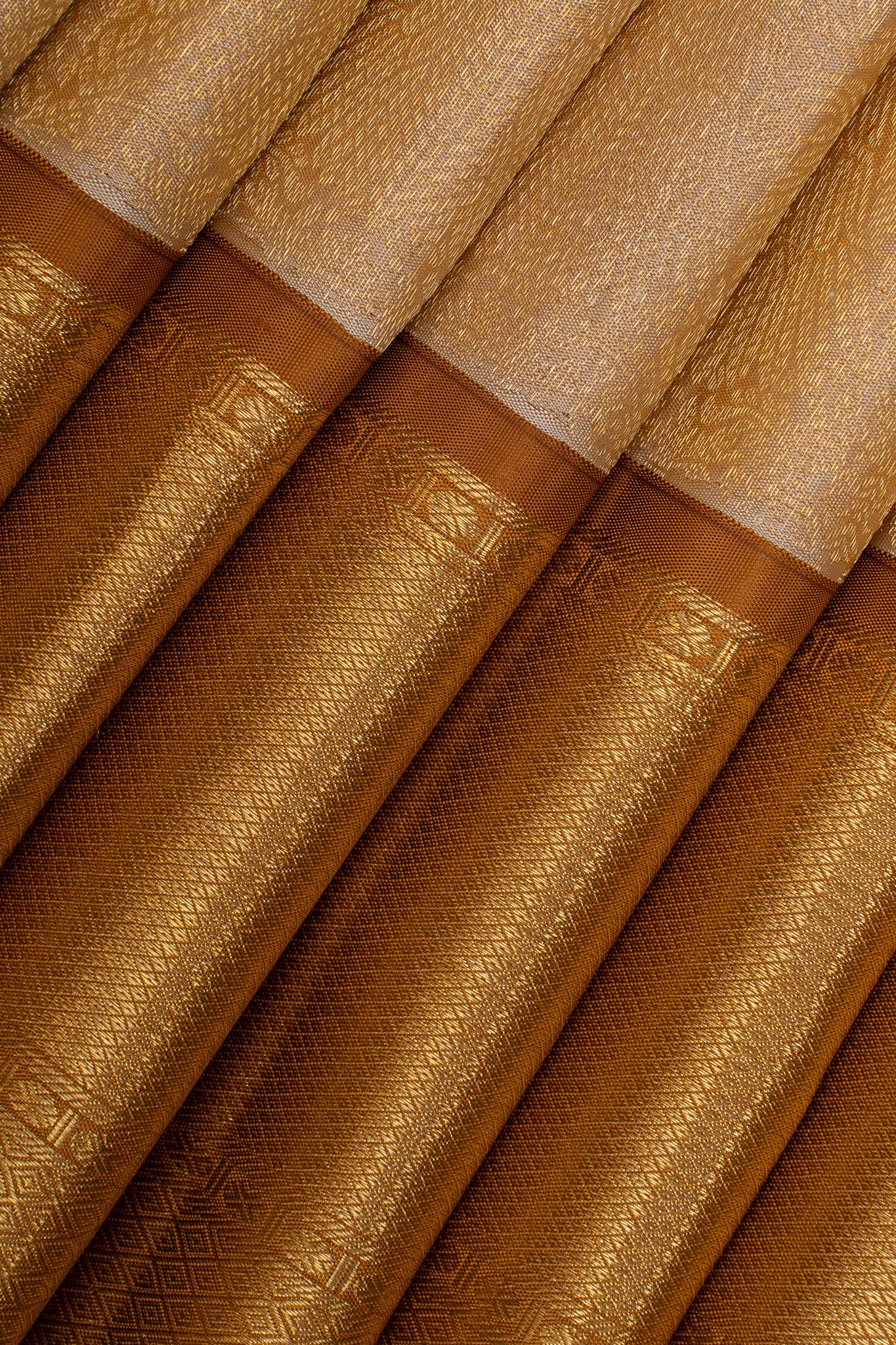 Champagne gold iruthalaipakshi brocade pure kanchipuram silk saree