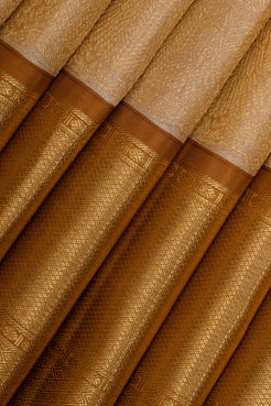 Champagne gold iruthalaipakshi brocade pure kanchipuram silk saree