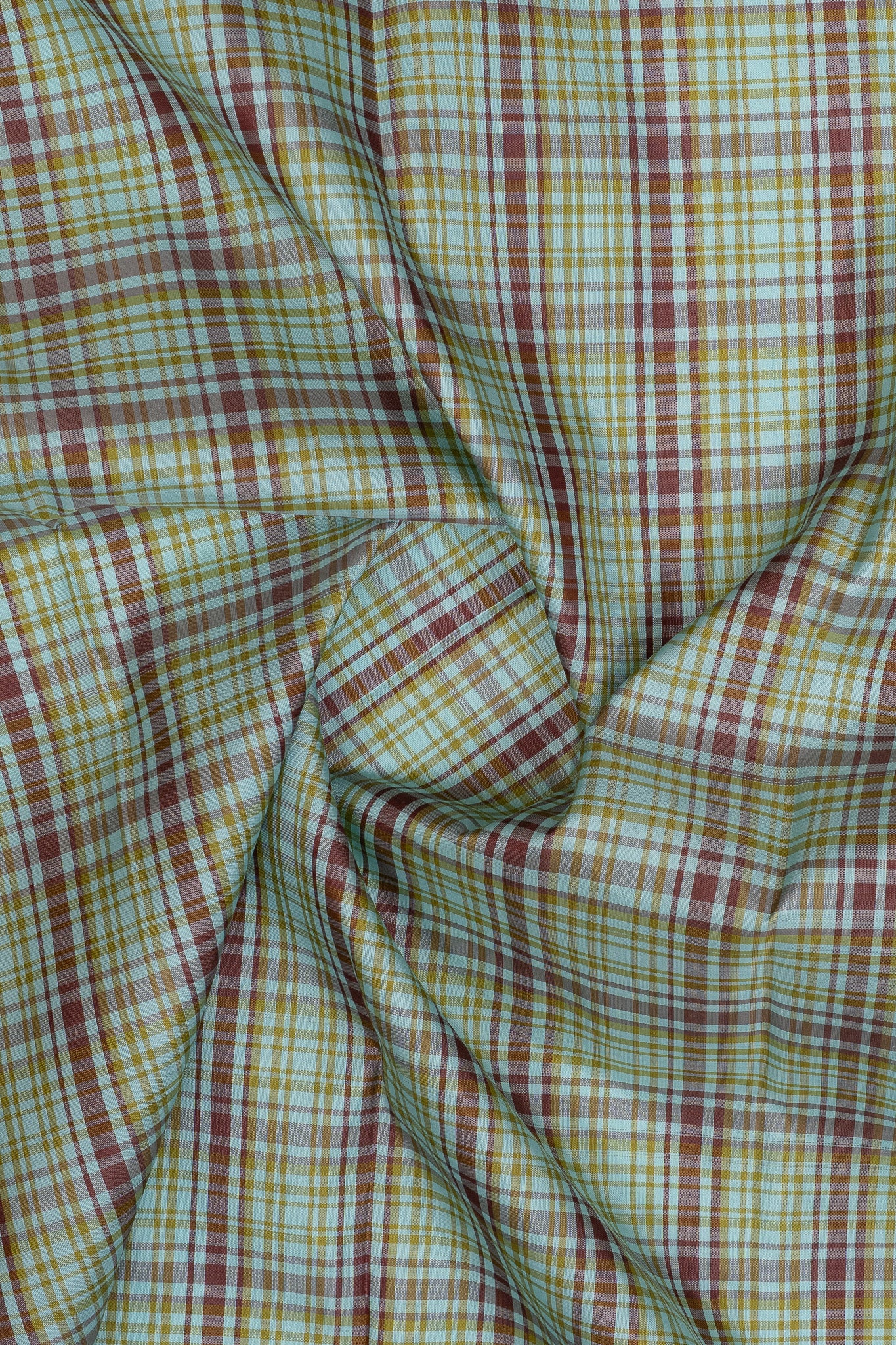 Sky blue brown multi checks pure kanchipuram silk saree