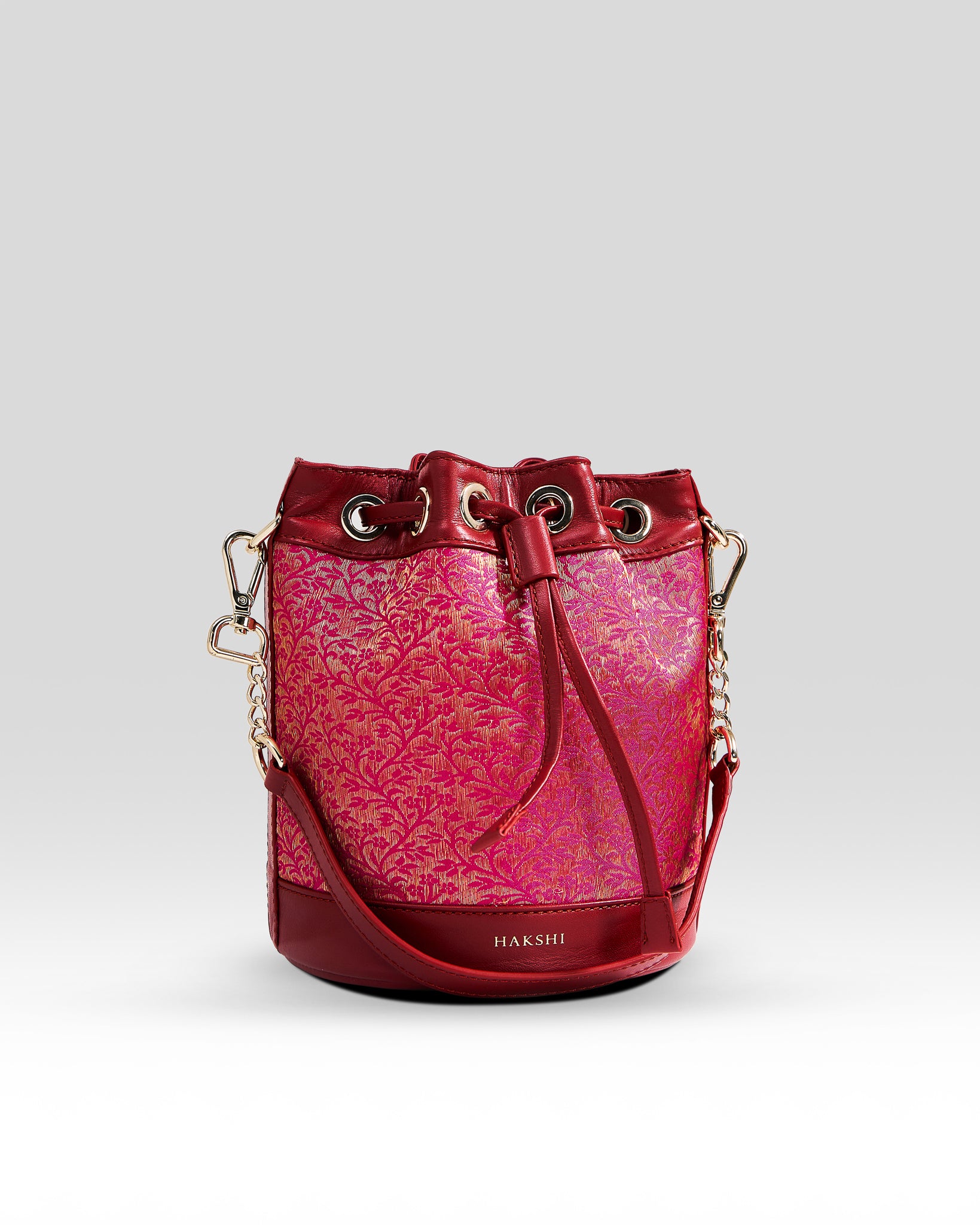 Yanay Kanchi Brocade Potli Bag Fushia Pink & Red