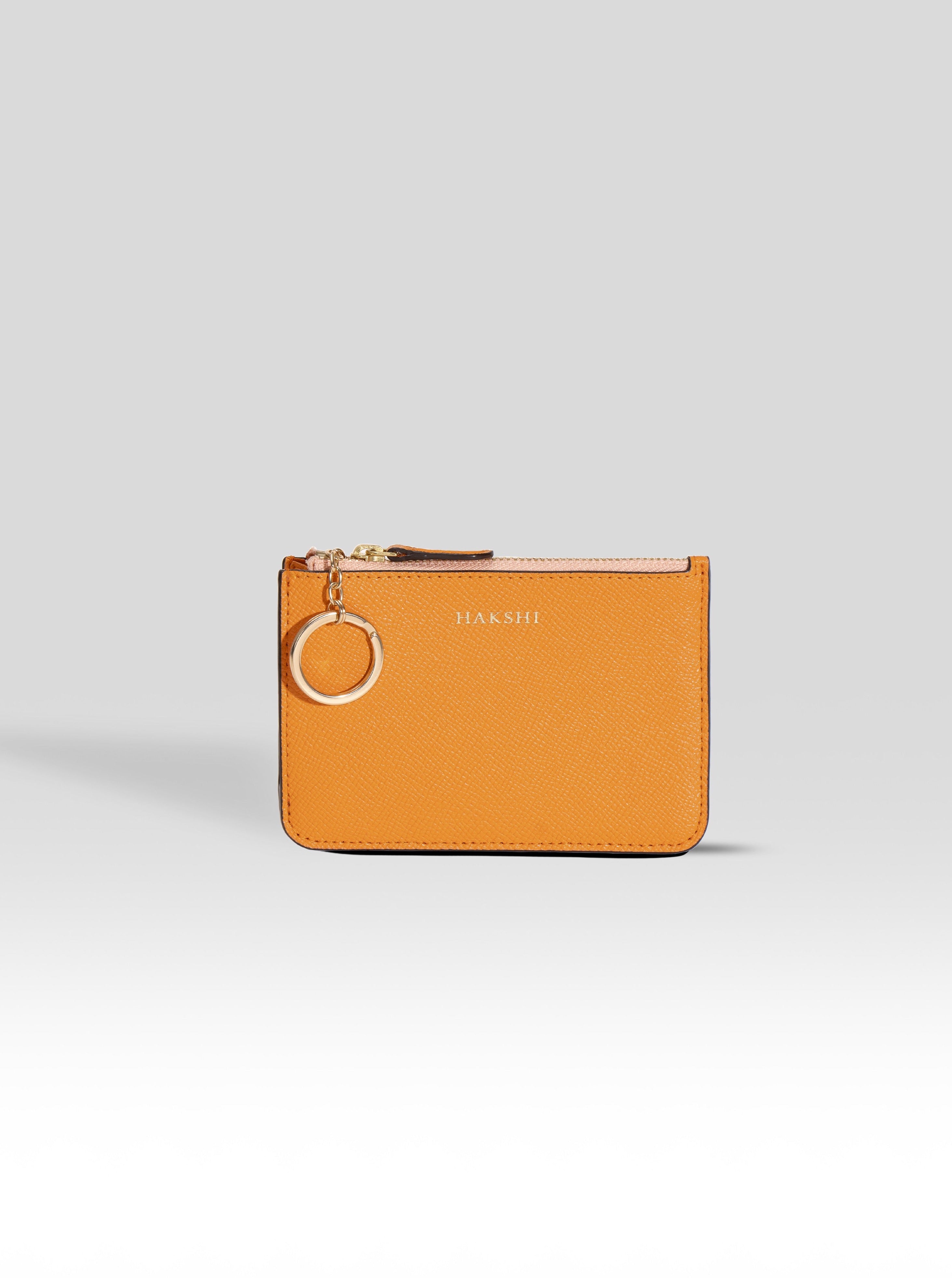 Neli Mini Zipper Wallet Orange & Gold