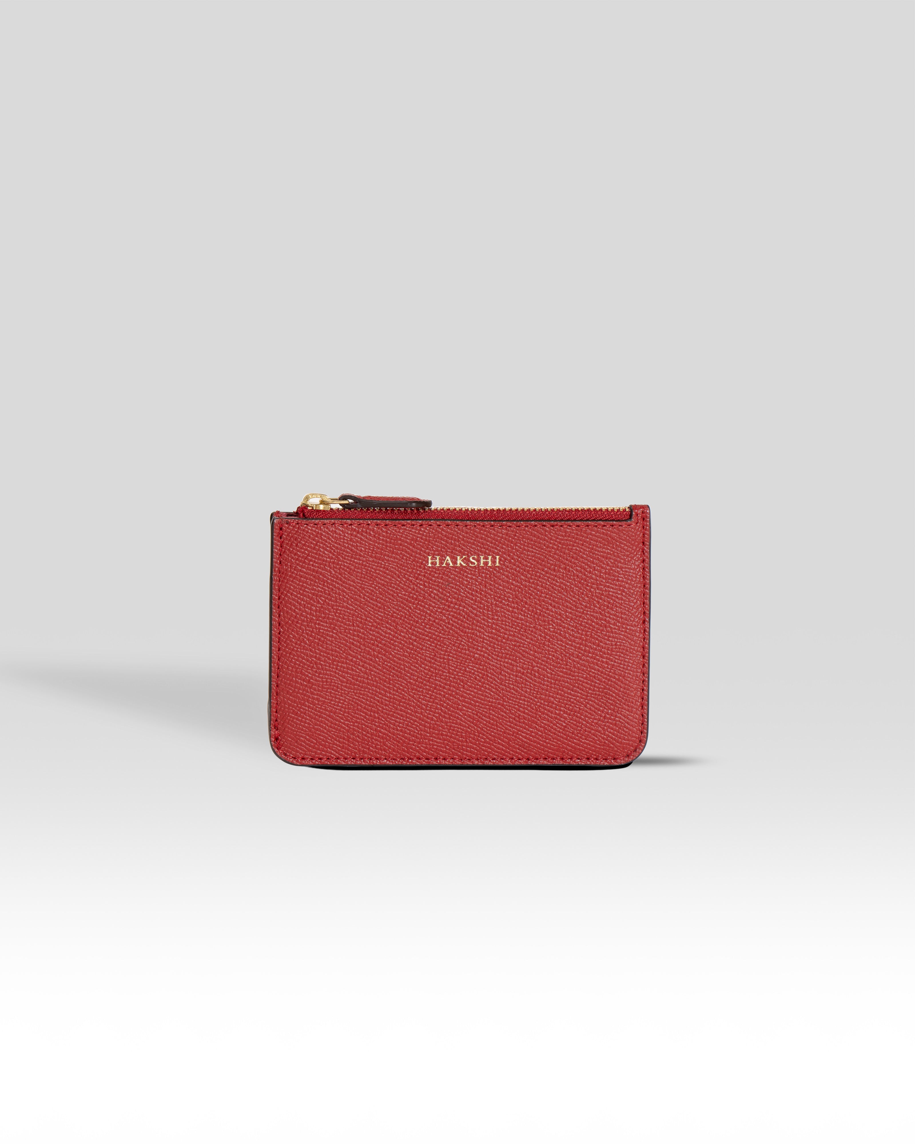 Neli Mini Zipper Wallet Red & Gold