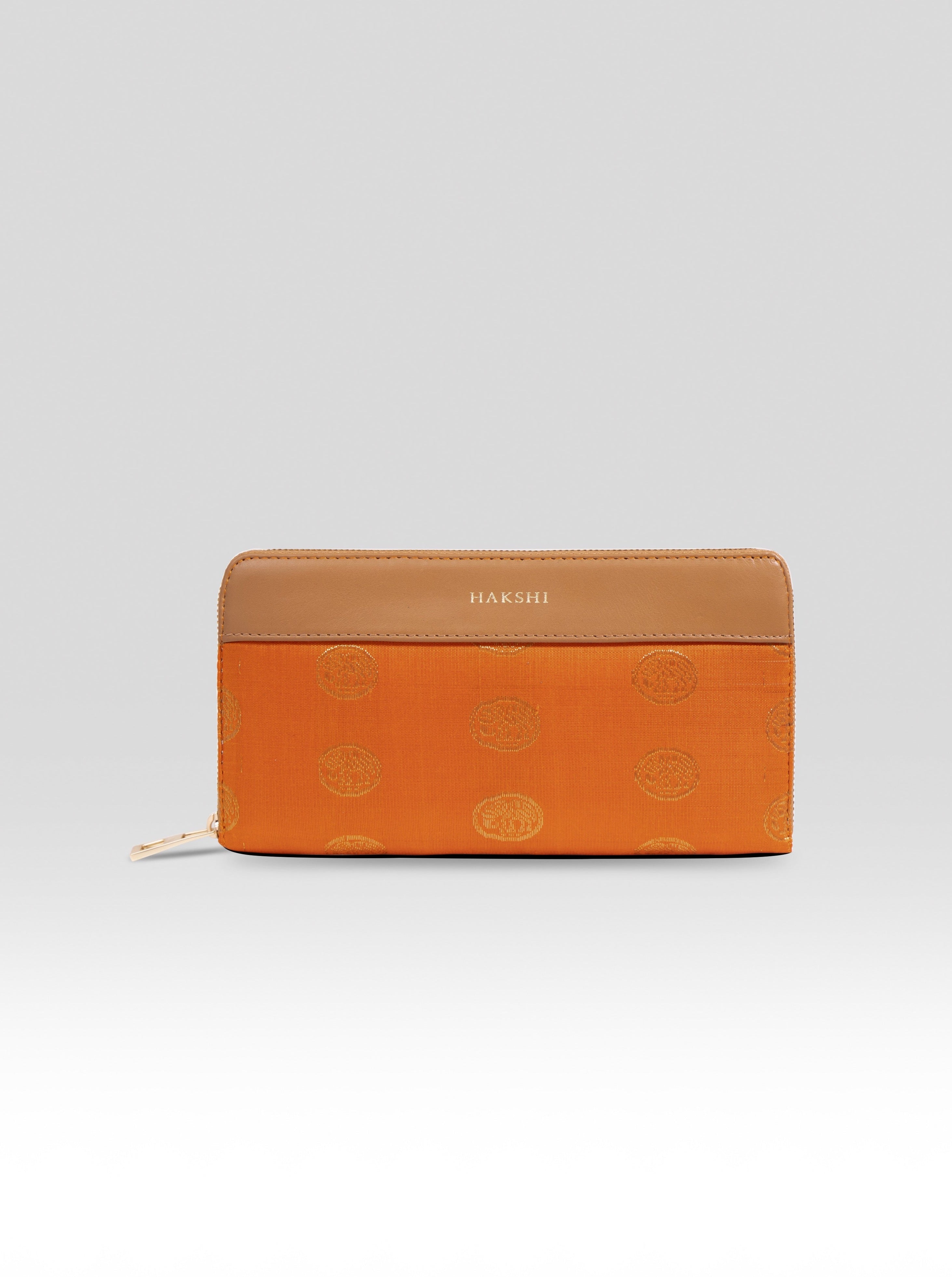 Simha Zipper Wallet Orange & Tan