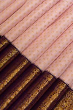 Cherry Pink and purple buttis pure Kanchipuram silk saree