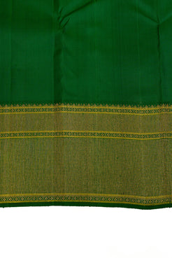 Orange and Green Lakshadeepam Turning Border Pure Kanchipuram Silk Saree